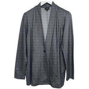 J.JILL Wearever Jacket Small Gray Stretch Denim Look Ponte Blazer Modern